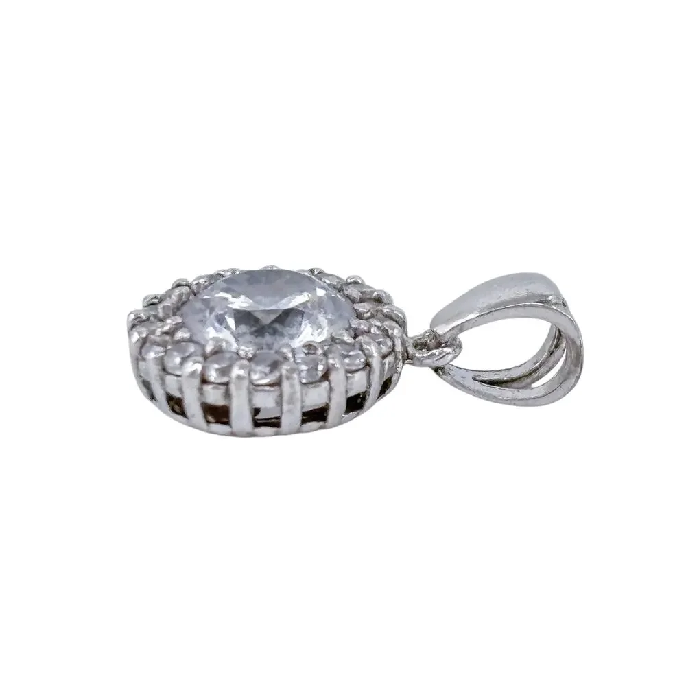 FAS Halo Cubic Zirconia Pendant | Sterling Silver 925 Thai Jewelry - Picture 4 of 10